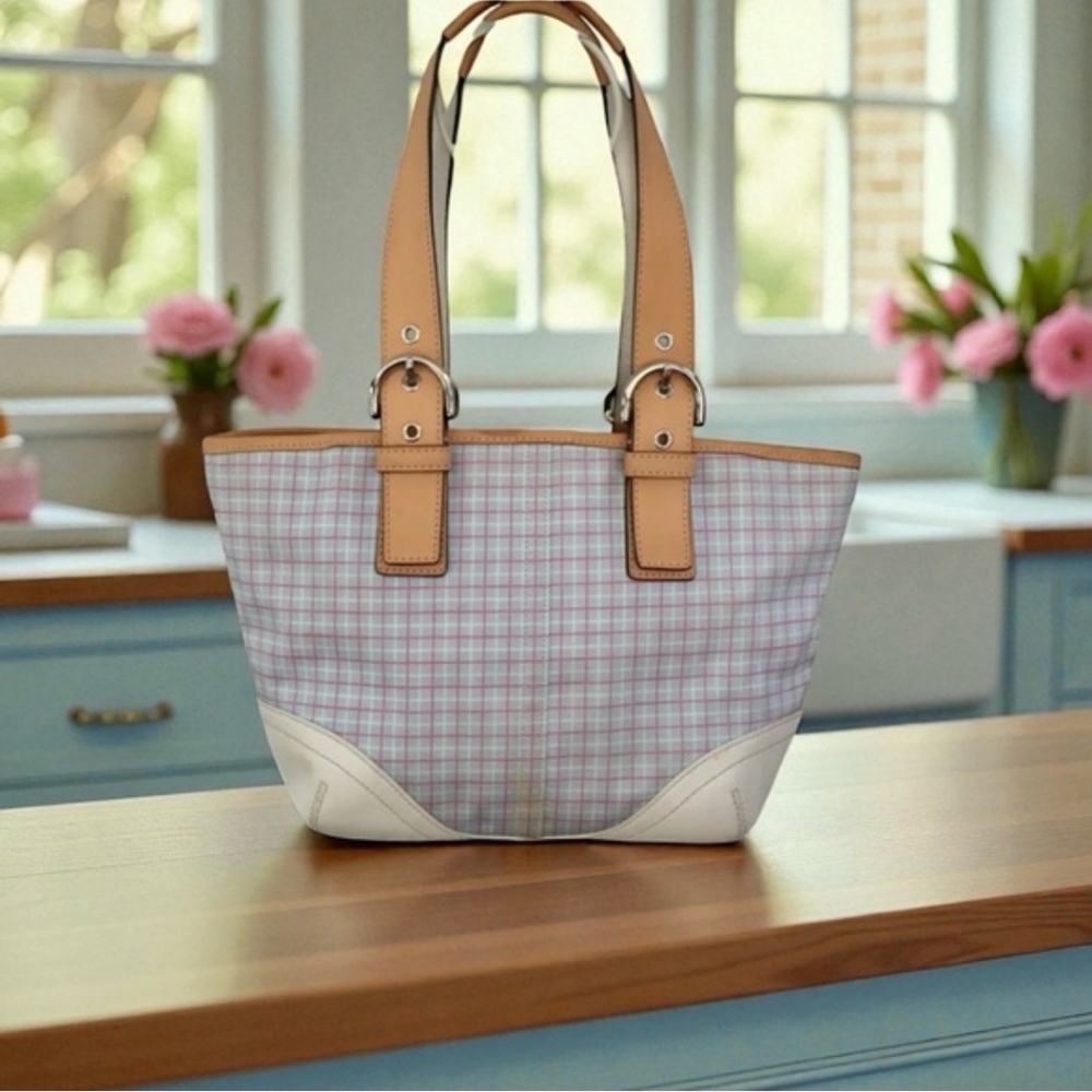 COACH Soho Tattersall Twill Tote 2004 Vintage with THE BULLSEYE - Picture 5 of 11